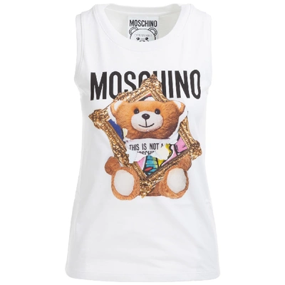 Shop Moschino Frame Teddy Bear Top In Bianco