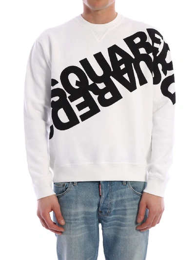 Shop Dsquared2 Sweatshirt Mirrored Logo In White