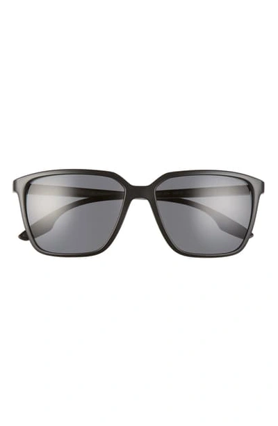 Shop Prada Pillow 58mm Polarized Square Sunglasses In Matte Black/ Grey Solid