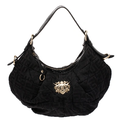 Pre-owned Givenchy Black Monogram Canvas And Leather Hobo