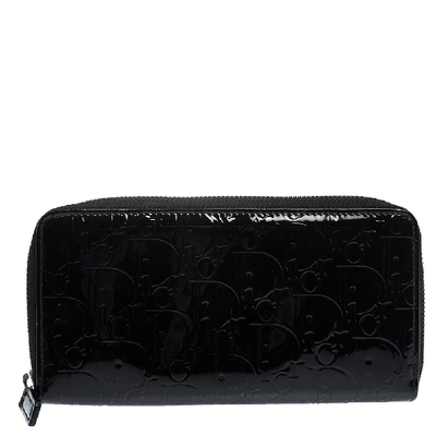 Pre-owned Dior Issimo Zip Around Wallet In Black