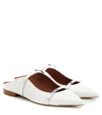 Shop Malone Souliers Maureen Leather Slippers In White