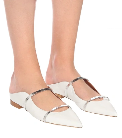 Shop Malone Souliers Maureen Leather Slippers In White