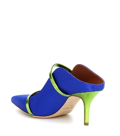 Shop Malone Souliers Maureen 70 Satin Mules In Blue