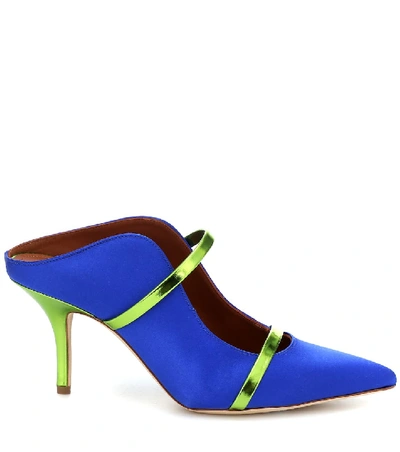 Shop Malone Souliers Maureen 70 Satin Mules In Blue