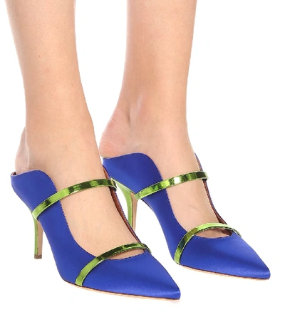 Shop Malone Souliers Maureen 70 Satin Mules In Blue