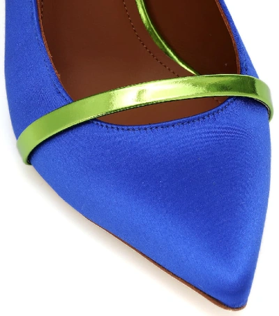 Shop Malone Souliers Maureen 70 Satin Mules In Blue