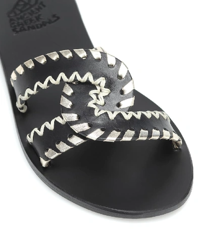 Shop Ancient Greek Sandals Desmos Stitch Leather Sandals In Black