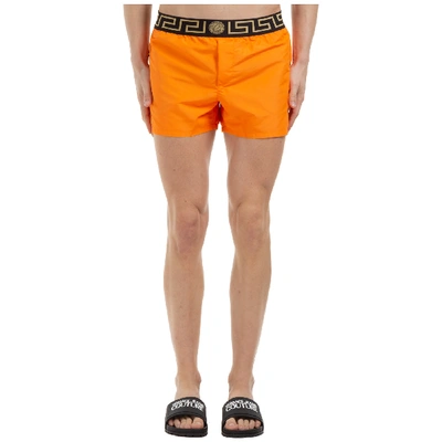 Shop Versace Men's Boxer Swimsuit Bathing Trunks Swimming Suit In Orange