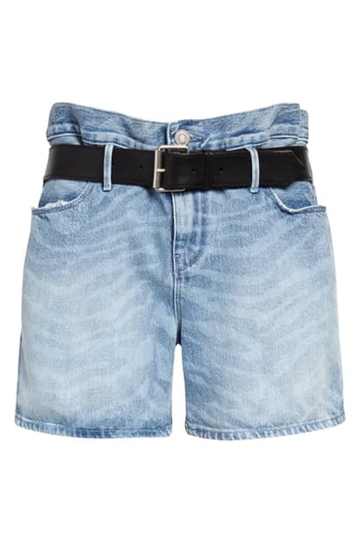 Shop Rta Pierce Belted High Waist Baggy Denim Shorts In Blue Zebra