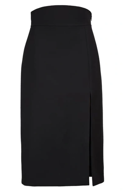 Shop Gucci High Waist Silk & Wool Crepe Cady Pencil Skirt In Black