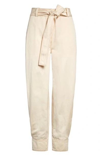 Shop Ulla Johnson Levi Belted Tapered Cotton & Linen Pants In Ivory