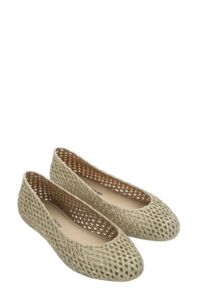 Shop Melissa X Jason Wu Tao Flat In Gold Glitter Rubber