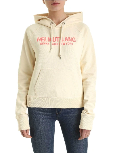 Shop Helmut Lang Slim Sweatshirt In Cream Color With Logo Print