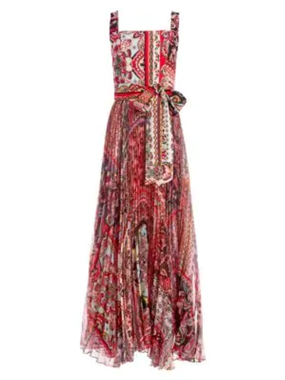 Shop Alice And Olivia Deonna Tie-waist Pleated Dress In Euphoria