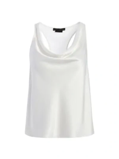 Shop Alice And Olivia Harmon Racerback Drapey Tank Top In Off White