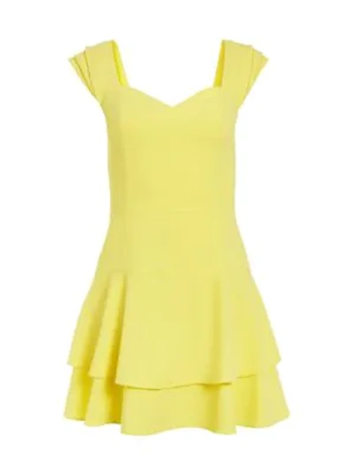 Shop Alice And Olivia Brinda Double Ruffle A-line Dress In Daffodil
