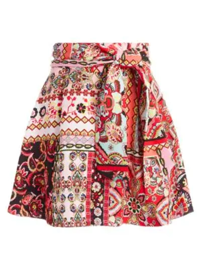 Shop Alice And Olivia Helina Patchwork Floral Mini Skirt In Euphoria