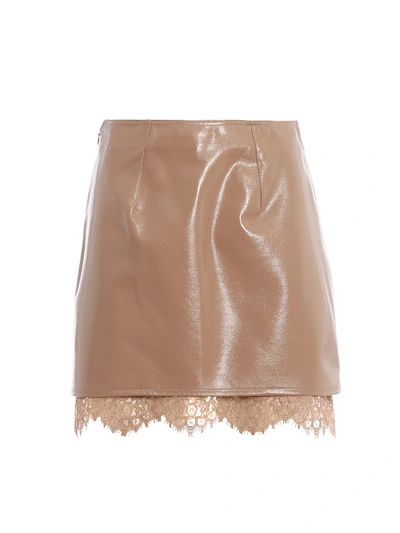 Shop Pinko Balsamo 3 Coated Mini Skirt In Nude And Neutrals