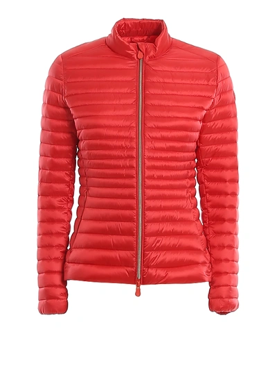 Shop Save The Duck Eco-friendly Fitted Red Puffer Jacket