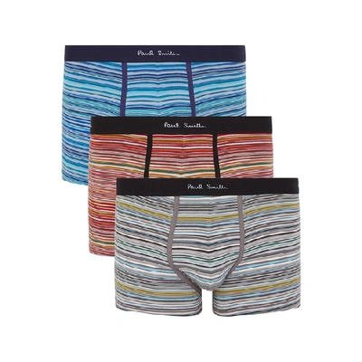 PAUL SMITH STRIPED STRETCH-COTTON BOXER BRIEFS - SET OF THREE 3842878