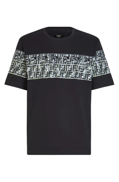 Shop Fendi Camouflage Ff Stripe T-shirt In F0qa1 Black