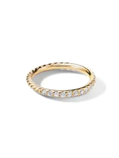 Shop David Yurman Women's 18k Yellow Gold Diamond Cable Band Ring