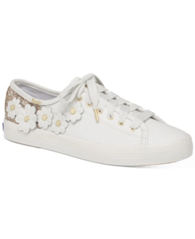 Shop Kate Spade Keds For  New York Kickstart Glitter Floral Sneakers In White