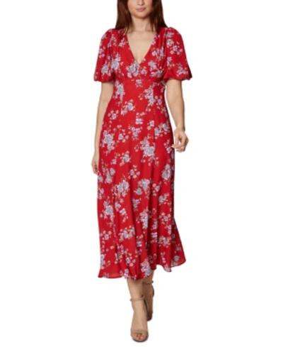 Shop Betsey Johnson Floral Maxi Dress In Cherry Red Floral