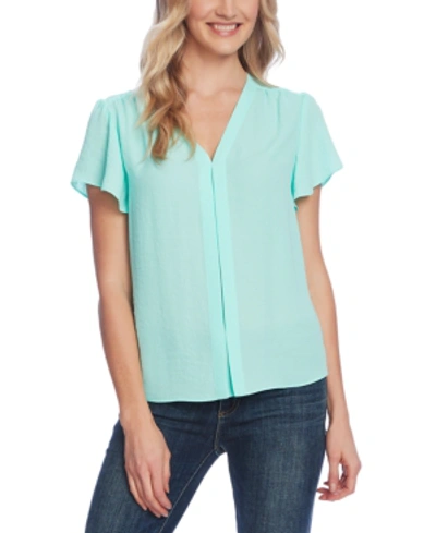 Shop Vince Camuto Flutter-sleeve Top In Aqua Ice