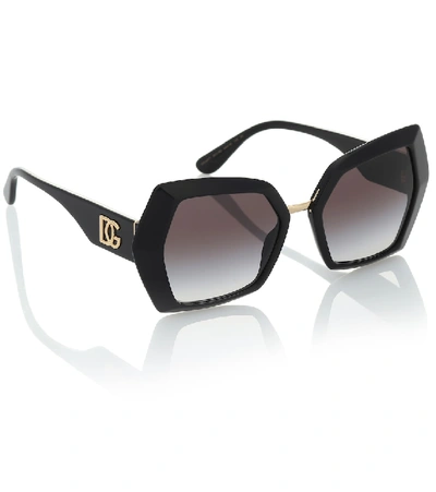 Shop Dolce & Gabbana Dg Monogram Oversized Sunglasses In Black