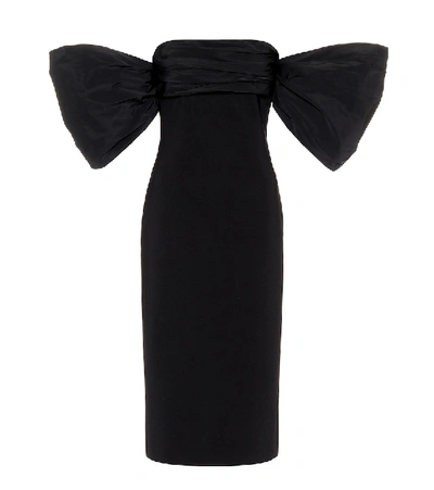 Shop Givenchy Taffeta-trimmed Knit Midi Dress In Black
