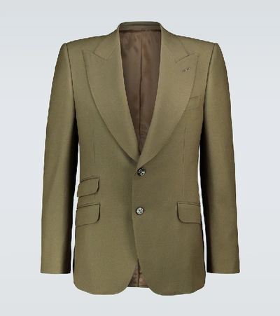 Shop Gucci Single-breasted Wool Blazer In Brown