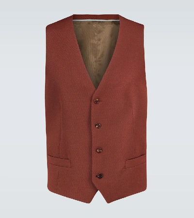 Shop Gucci Formal Wool-blend Waistcoat In Brown