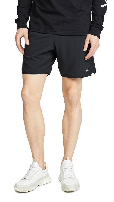 Shop Rvca Sport Va Sport Yogger Stretch 17 Shorts In Black/white