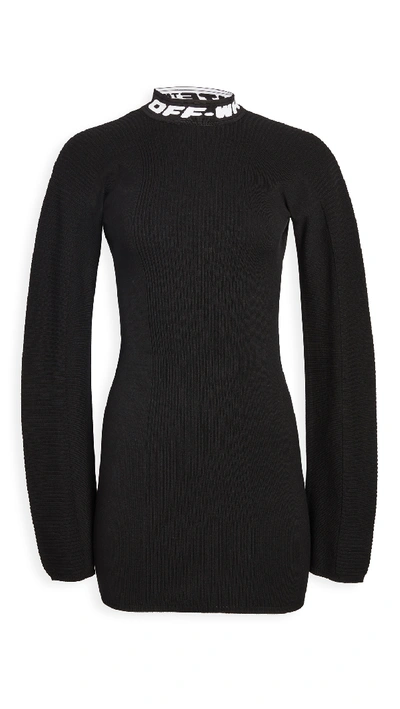 Shop Off-white Knit Industrial Mini Dress In Black
