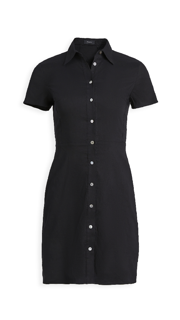 linen button up shirt dress