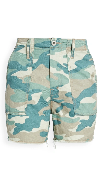 Shop Mother The Shaker Chop Shorts In Blue Green Camo
