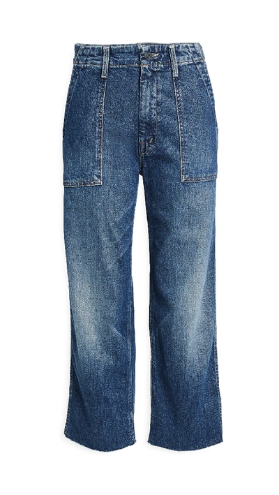 Shop Mother Patch Pocket Zip Ankle Fray Jeans In Tell It To The Pope