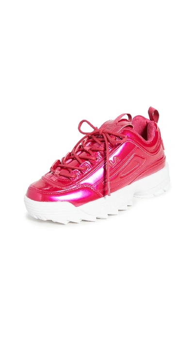 Shop Fila Disruptor Ii Liquid Luster Sneakers In Berry Gloss/white