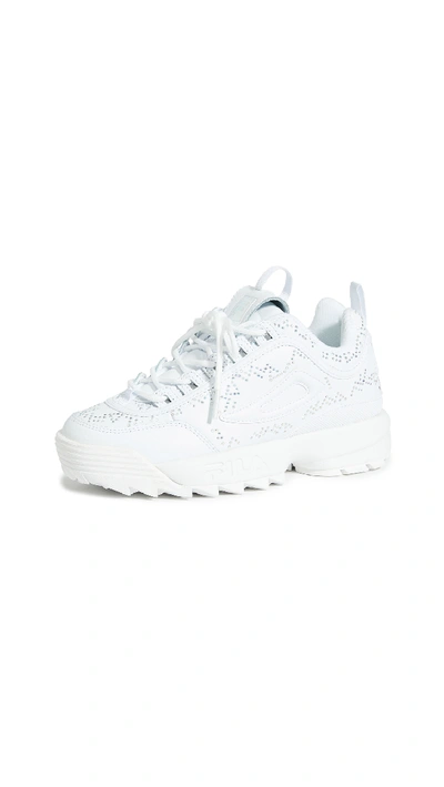 Shop Fila Disruptor Ii Diamante Sneakers In White/white/iridescent