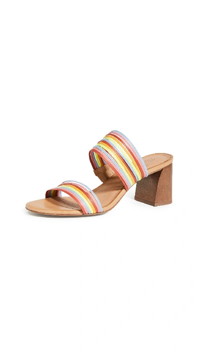 Shop Madewell Baker Microstrap Heeled Slides In Nouveau Pink Multi