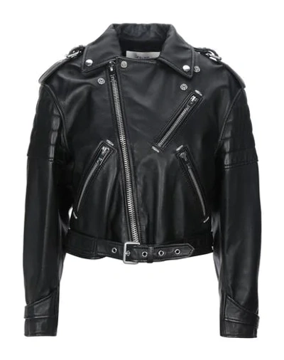 Quilted Dipped Lambskin Biker Jacket In Black