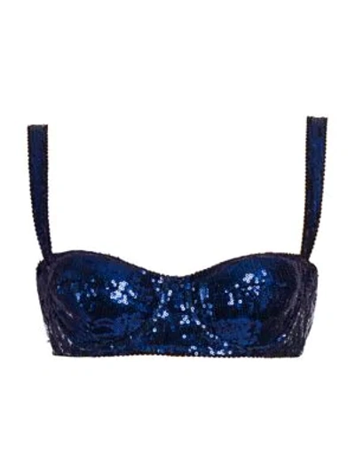 Shop Dolce & Gabbana Blue Sequin Bralette