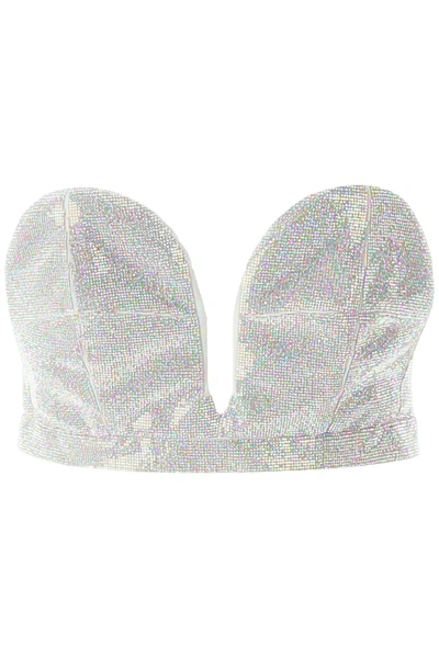 Shop Marco De Vincenzo Corset With Micro Crystals In Grey,white