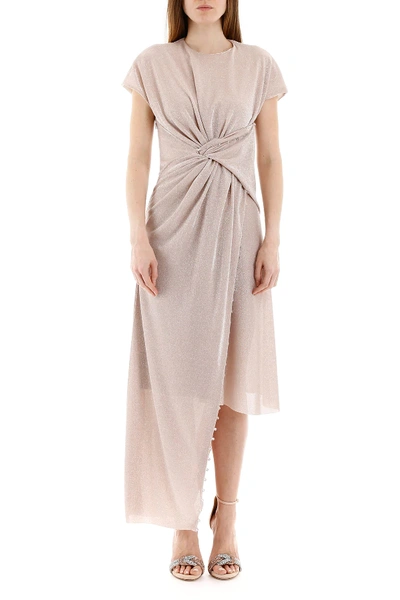 Shop Lanvin Asymmetrical Lurex Dress In Pink