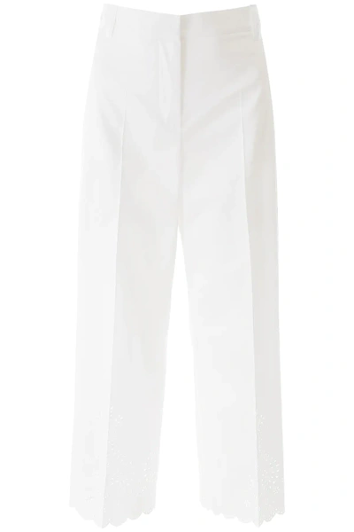 Shop Weekend Max Mara Laser-cut Trousers In White