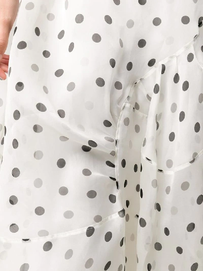 Shop Ermanno Scervino Polka Dot Patterned Silk Dress In White