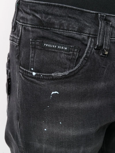 Shop Philipp Plein Paint Splash Effect Jeans In Black