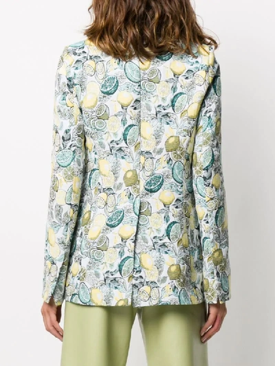 Shop Ava Adore Lemon Print Blazer In Blue